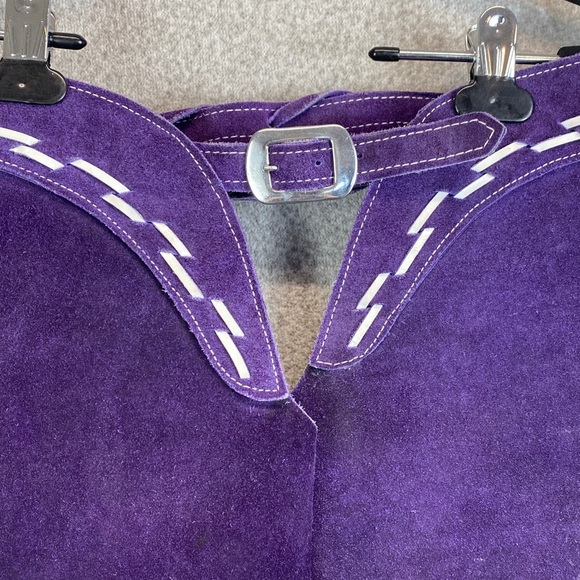 Vintage Rogue Leather Co. purple chaps suede heavy duty rodeo western cowboy - Picture 2 of 12